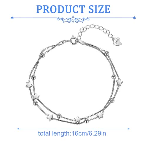 LuLiyLdJ Étoile Bracelets Argent Massif Meilleure D'amitié pour Femmes Cadeau d'Anniversaire_Reglable_1Piec