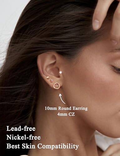 Adramata Boucles d'Oreilles Femme Argent 925 Hypoallergéniques | Cartilage Piercing Homme Argent/Or/Or Rose Recycled Cla