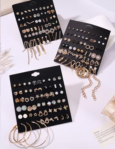 Adramata Longues Gland Boucles d'Oreilles Pendantes pour Femme Or Argent CZ Perle 90 Paires Lot Recycled Claim Standard 