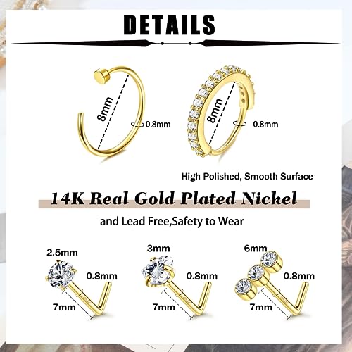 Anneaux de Nez Adramata Or 14k Piercings Ronds Bijoux Recyclés