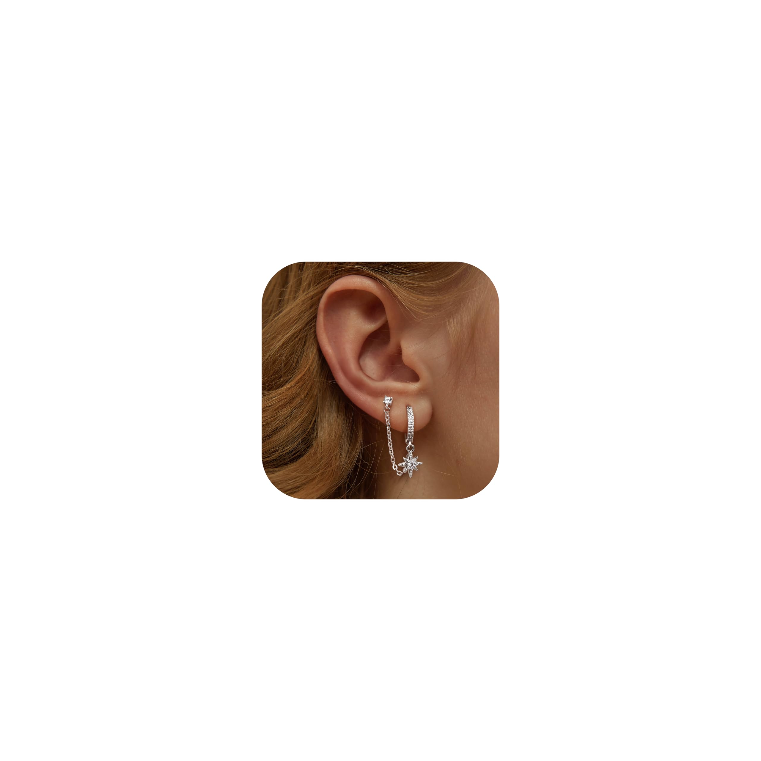 Adramata Boucles d'Oreilles Argent 925 Plaquées Or 14 Carats pour Femme MultiPhoneires Helix Tragus Osama Recyclées Stan
